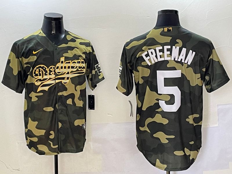 Men Los Angeles Dodgers #5 Freeman Camo Joint Name 2025 Nike MLB Jersey style 1